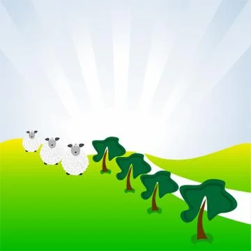 Sheep in the meadow Stock Illustration