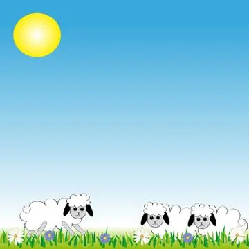 Sheep on the meadow Stock Illustration