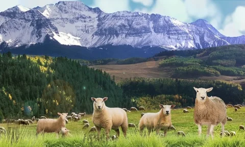 Sheep in the mountains Stock Footage 91656375