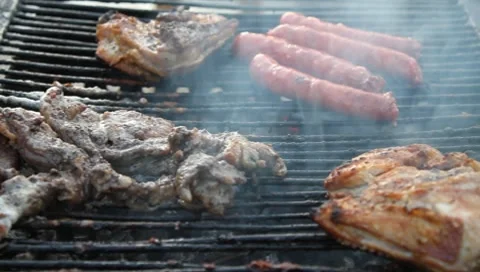 Sheep pastrami barbecue Vídeos de archivo 8562183
