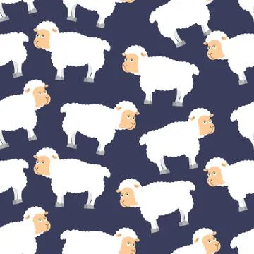 Sheep pattern. ewe ornament. Flock of sheeps. Farm animal background. Texture Stock Illustration