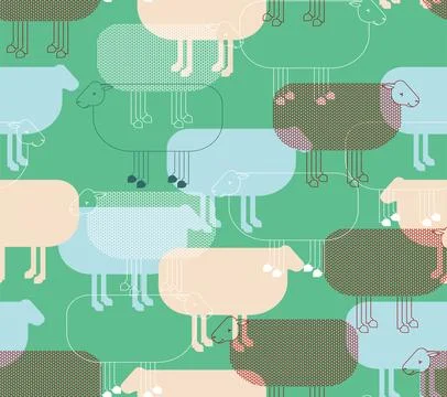 Sheep pattern seamless. ewe background. Ornament of kids fabric Stock Illustration