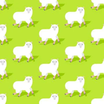 Sheep pattern seamless. Lamb background. Farm animal texture. Baby fabric orn Illustrazione stock