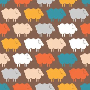 Sheep Pattern seamless. Lamb Background. Kids fabric ornament Stock Illustration