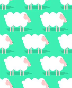 Sheep Pattern seamless. Lamb Background. Kids fabric ornament Illustrazione stock