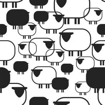 Sheep pattern seamless. Sheeps background. Baby fabric texture Stock Illustration