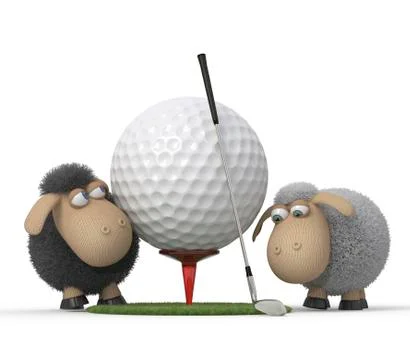 Sheep play golf Stock Illustration