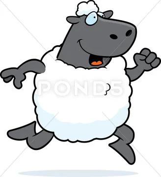 Sheep Running Stock Illustration