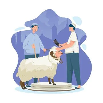 Sheep sacrifice Islamic Eid al-Adha Qurban tradition Stock-Illustration