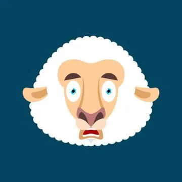 Sheep scared OMG face avatar. Ewe Oh my God emoji. Frightened Farm animal. Ve Stock Illustration
