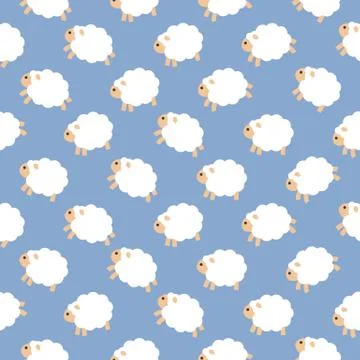 Sheep seamless pattern, flat design vector illustration Stock Illustration