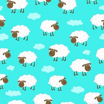 Sheep Seamless Pattern Stock Illustration