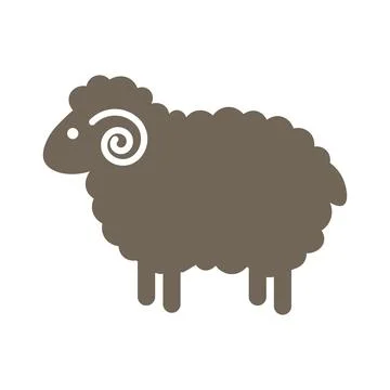 Sheep Silhouette with Fluffy Wool   Stock Illustration