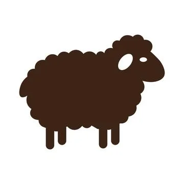 Sheep Silhouette with Fluffy Wool Vector Icon Stock Illustration