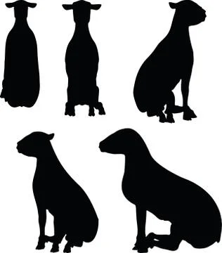Sheep silhouette with sitting pose Stock Illustration