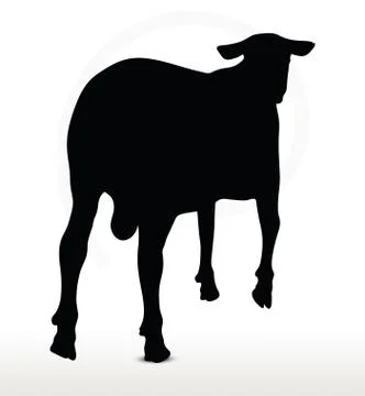 Sheep silhouette with walking pose Stock Illustration