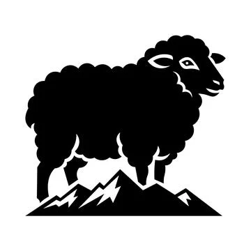 Sheep Silhouette Wool and Mountain Vector  Stock Illustration
