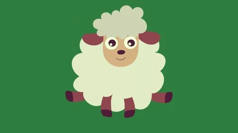 A sheep sitting on top of green background and carto isolated on green screen Vidéo 336968288