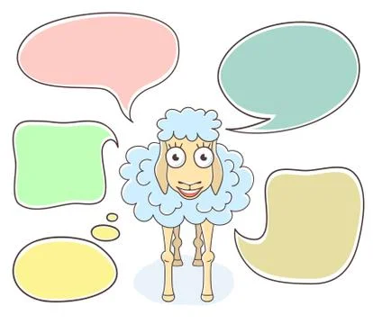 Sheep with Speech Bubbles in doodle style Stock Illustration