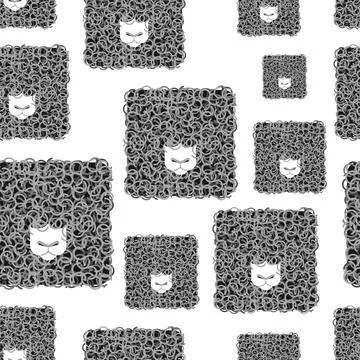 Sheep square pattern seamless. farm animal cartoon background. Ornament of .. Stock Illustration
