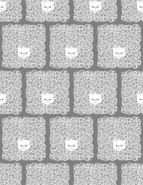 Sheep square pattern seamless. farm animal cartoon background. Ornament of .. Illustrazione stock