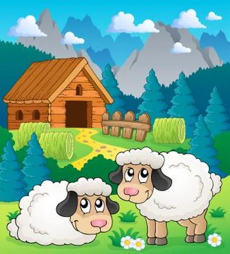Sheep theme image - illustration. Illustrazione stock