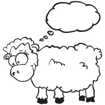 Sheep with thought bubble Stock Illustration