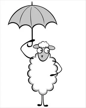 Sheep under the umbrella Stock Illustration