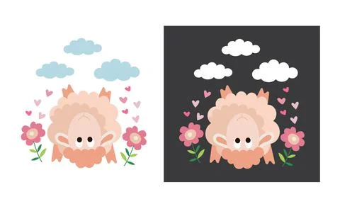 Sheep upside down, happy sheep in love. Stock Illustration