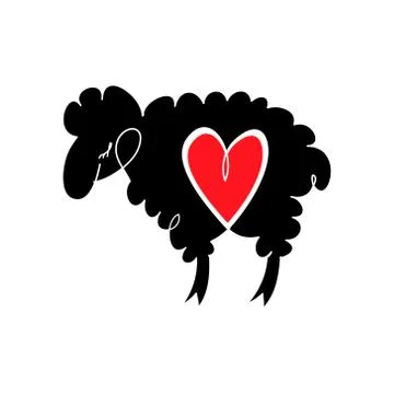 Sheep vector illustrations drawn by hand. Original flat image of a sheep with a Stock Illustration