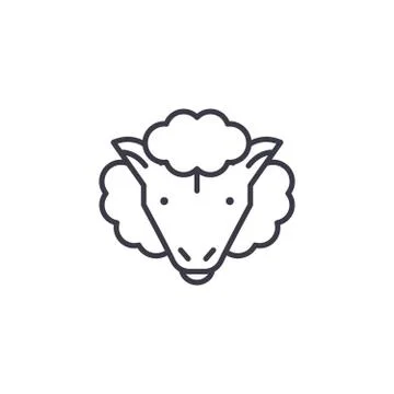 Sheep vector line icon, sign, illustration on background, editable strokes イラスト素材