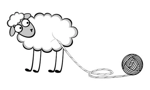 Sheep with yarn Stock Illustration