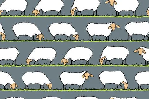 Sheeps seamless pattern Stock Illustration