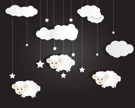 Sheeps in the sky. Vector EPS 10. Stock Illustration