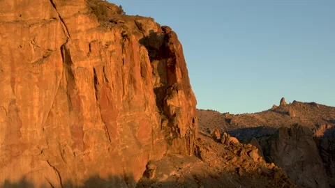 Sheer Cliff Face at Smith Rock at Sunrise - Shallow DOF Stock Footage 146046892