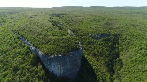 Sheer Rock in the Forest. Rock View From the Top. Crimea. Stock Footage 125411958