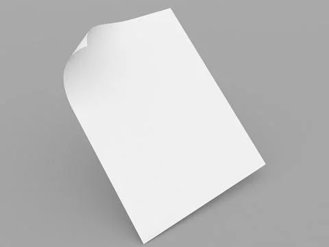 Sheet of A4 paper with a curled edge on a gray background. Stock Illustration