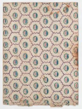 Sheet with abstract pattern with curved lines and dots 19th century Anonymo.. Stock Photos