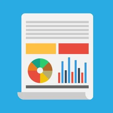 Sheet with analytics and data analysis with graphs and charts Stock Illustration