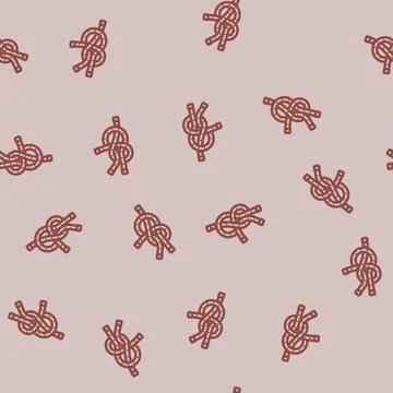 Sheet bend nautical knot line vector seamless pattern Stock Illustration