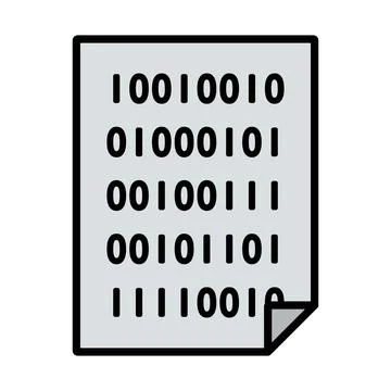 Sheet With Binary Code Icon Stock Illustration