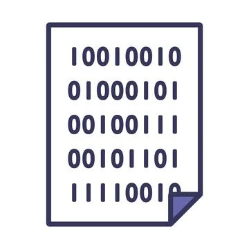 Sheet With Binary Code Icon Stock Illustration