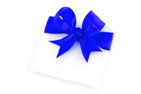 Sheet with blue holiday bow Stock Photos