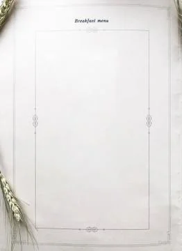 Sheet of breakfast menu with spikelets of wheat Stock-Fotos