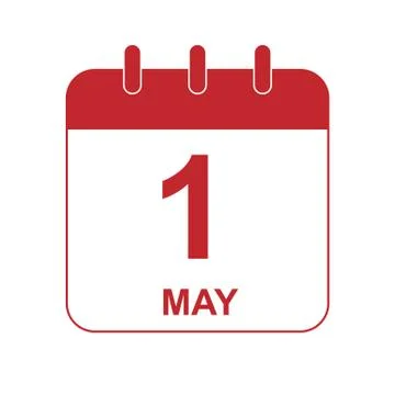 Sheet of a calendar with the date of May 1, flat design Illustrazione stock