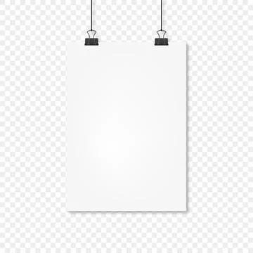 Sheet on clothespin with shadow, transparent background Stock Illustration
