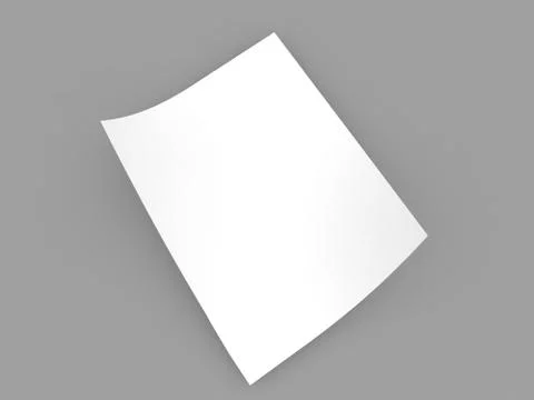 A sheet of curved A4 paper on a gray background. Stock Illustration