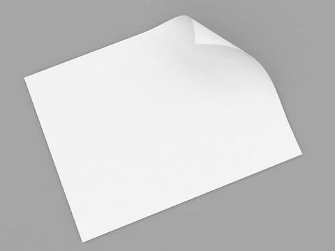 Sheet of curved A4 paper on a gray background. Stock Illustration