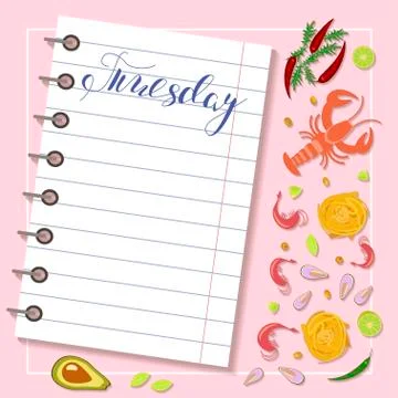 Sheet of diet plan Stock Illustration