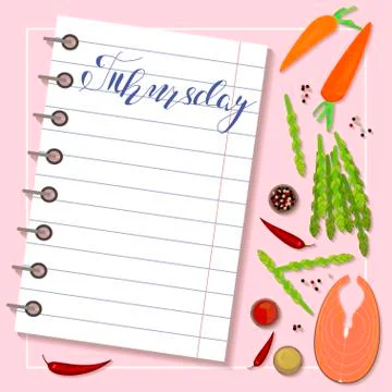 Sheet of diet plan Stock Illustration